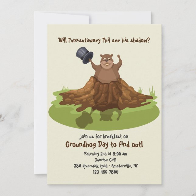 Punxsutawney Phil Groundhog Day Einladung (Vorderseite)
