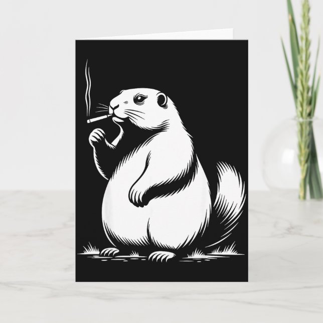 Punxy Phils Smoking Meme Groundhog Day Costume Gen Karte (Vorderseite)