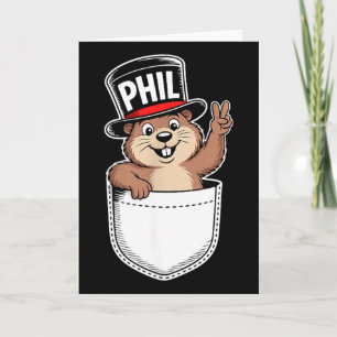 Punxy Phils Süßes Groundhog Day Taschendesign Febr Karte