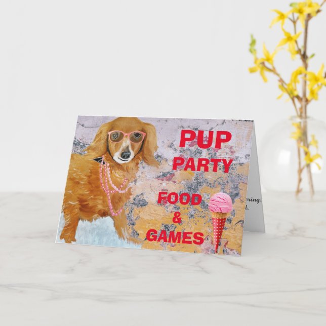PUP BIRTHDAY PARTY GREETCARD KARTE (Gelbe Blume)