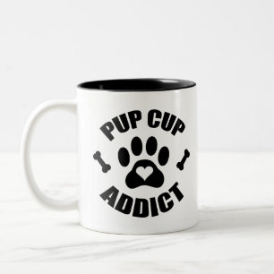 Pup Cup Addict Paw Print Zweifarbige Tasse