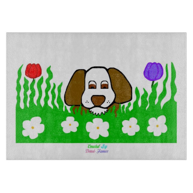 Pup N Play Glass Cutting Board 27,9 cm x 20,3 cm Schneidebrett (Vorderseite)