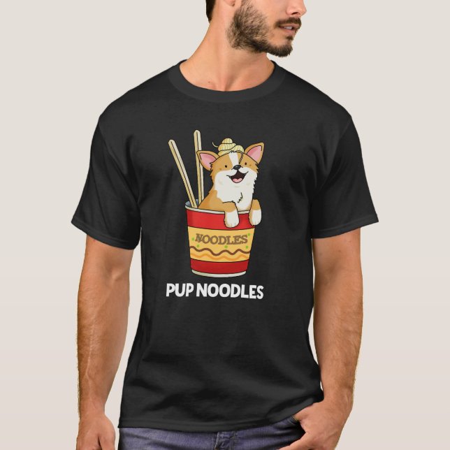 Pup Noodles Funny Cup Noodles Puff Dark BG T-Shirt (Vorderseite)