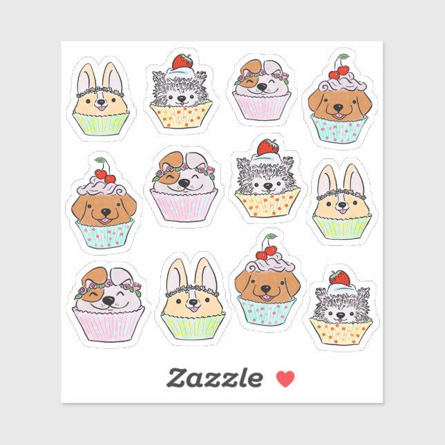 Pupcake Sticker-Set Aufkleber (Blatt)