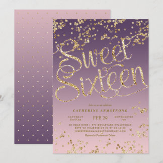 Pupille Pink Gold Glitzer 16 . Geburtstag Einladung
