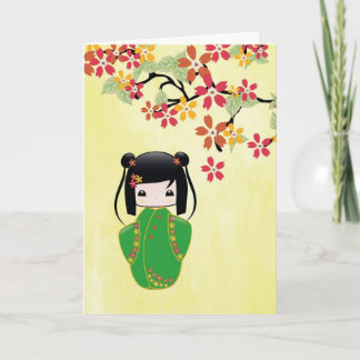 Puppe Kirschblütes Kokeshi, Gruß-Karte Karte