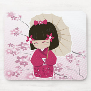 Puppe Kirschblütes Kokeshi Mousepad
