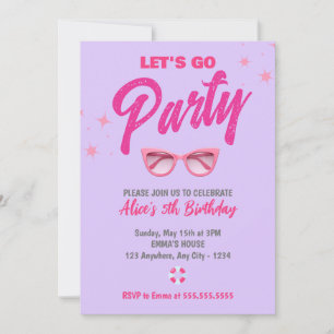Puppe Rosa Malibu Mädchen Lass uns Party Geburtsta Einladung