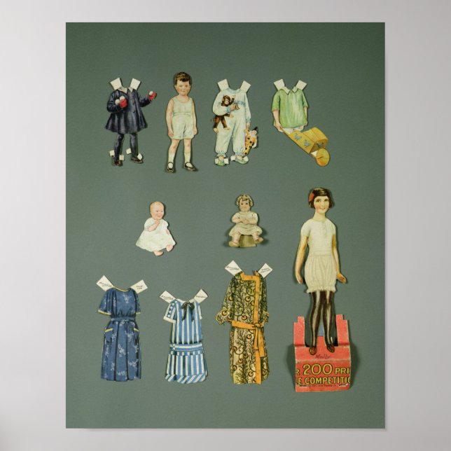 Puppe und Kleidung ausschneiden, Ende der 20er-Jah Poster (Vorne)