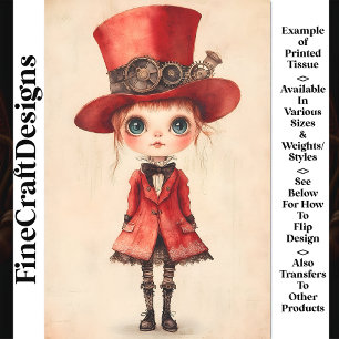 Puppen im Steampunk-Stil mit großen Augen, Decoupa Seidenpapier