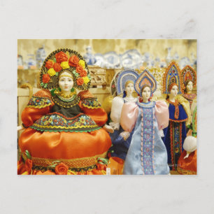 Puppen in traditionellen russischen Kostümen ausge Postkarte