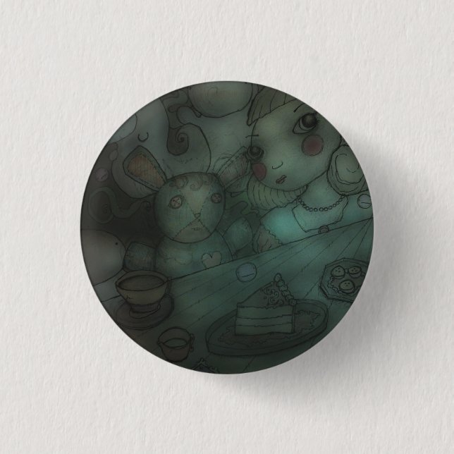 Puppen kommen zum Leben: Puppentee-Party Button (Vorderseite)