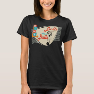 Puppen mit Bällen Vintage Retro passende Bowling-M T-Shirt