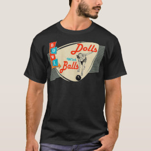 Puppen mit Bällen Vintage Retro passendes Bowling T-Shirt