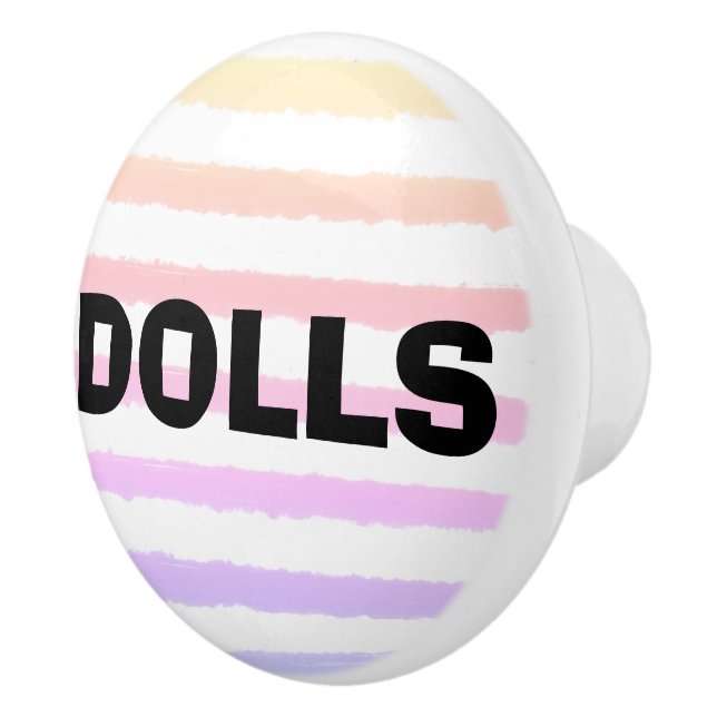 Puppen Rosa Gelbe Lila Wasserfarben Streifen Keramikknauf (Rechts)