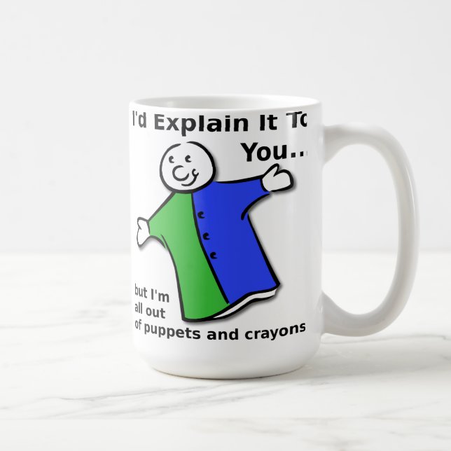 Puppen und Crayons Funny Mug Kaffeetasse (Rechts)