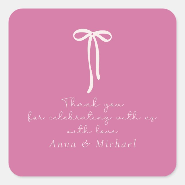 Puppenhaus rosa Danke Quadratischer Aufkleber (Vorderseite)