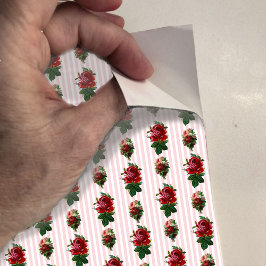 Puppenhaus-Tapete mit kleinen Streifen und Rose Aufkleber