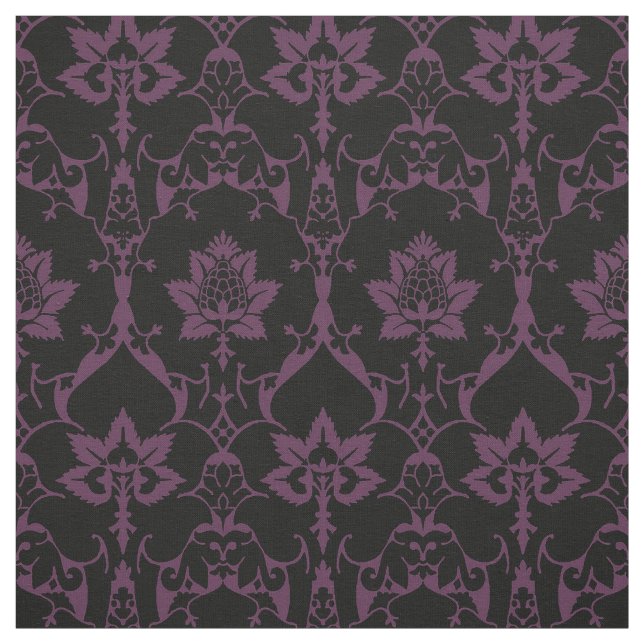 Puppenskala Renaissance Damask, Black and Eggplant Stoff (Muster)