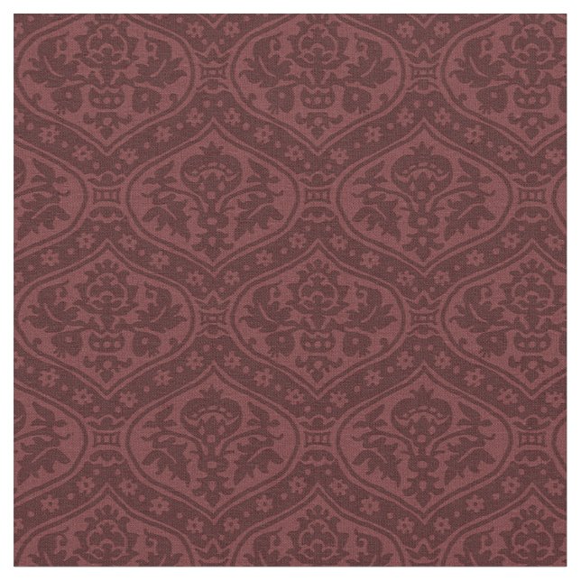 Puppenskala Renaissance Damask, Claret Red Stoff (Nahaufnahme)