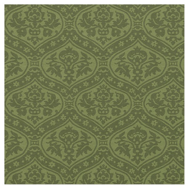 Puppenskala Renaissance Damask, grün Stoff (Nahaufnahme)