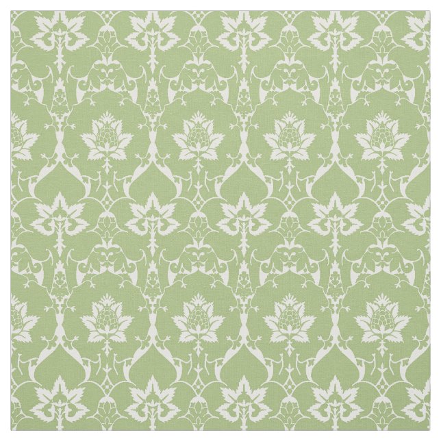 Puppenskala Renaissance Damask, Spring Green Stoff (Muster)
