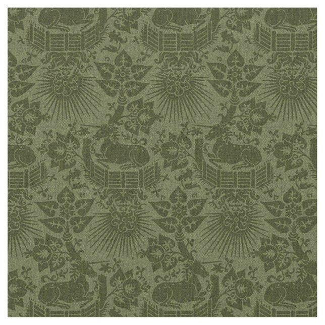 Puppenskala Renaissance Einhorngarten, Grün Stoff (Nahaufnahme)