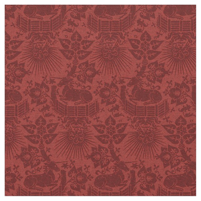 Puppenskala Renaissance Einhorngarten, Rot Stoff (Nahaufnahme)