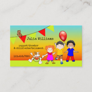 Puppentheater-Kinderunterhaltungs-Geschäftskarte Visitenkarte