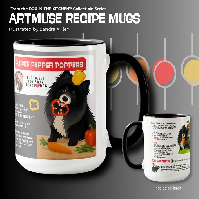 PUPPER PEPPER POPPERS Dog treats  Art Muse Recipe  Tasse (Von Creator hochgeladen)