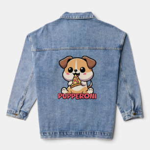 Pupperoni! Niedlich Pizza Dog Pun Cartoon Jeansjacke
