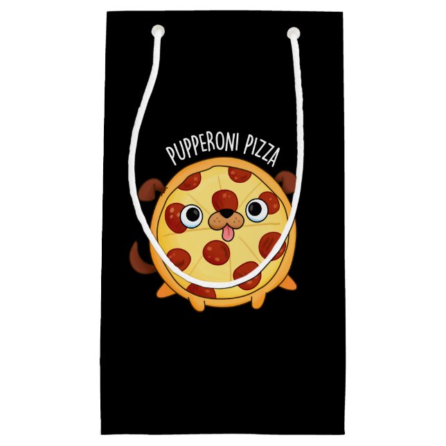 Pupperoni Pizza Funny Pizza Pun Dark BG Kleine Geschenktüte (Vorderseite)
