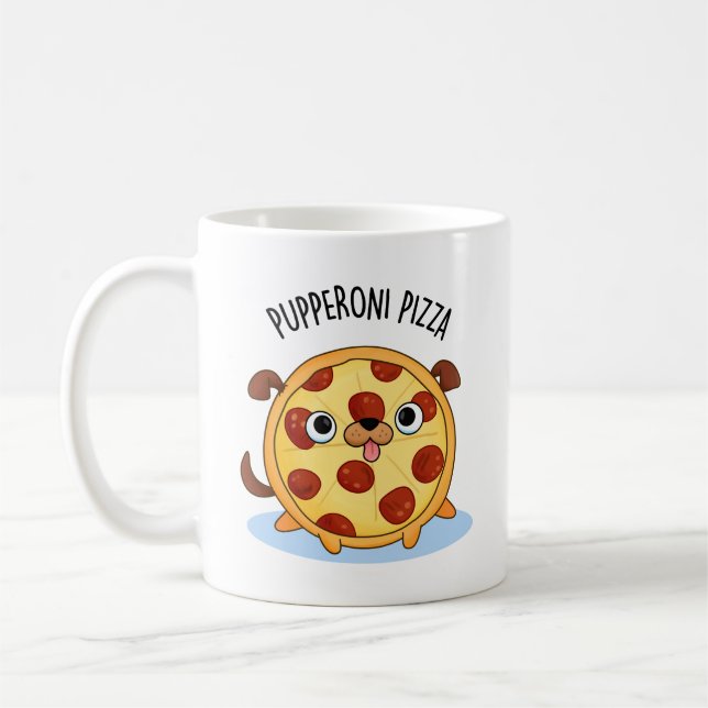 Pupperoni Pizza Funny Pizza Pun Kaffeetasse (Links)