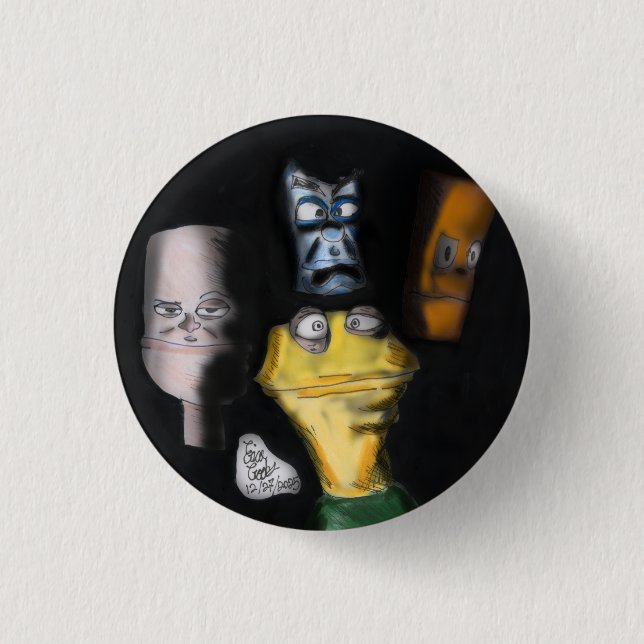 Puppets in the dark ( Erica Crooks puppet art ) Button (Vorderseite)