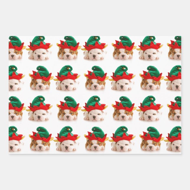 PUPPIEN ALS CHRISTMAS WRAPPING FLACHENBLATT SET VO GESCHENKPAPIER SET (Vorderseite)