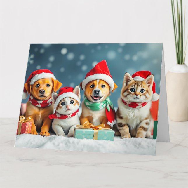 Puppies & Kittens Christmas Karte (Vorderseite)