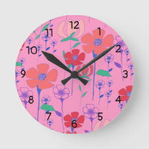 Puppies Pink Wall Clock