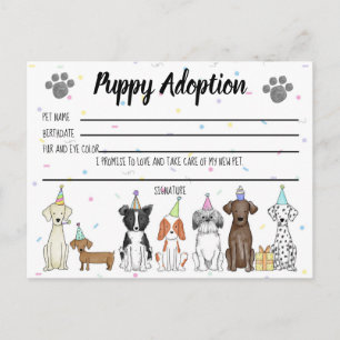 Puppy-Adoption-Karte für Gastgeschenk Postkarte