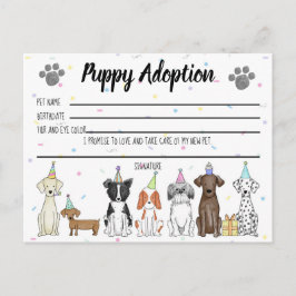 Puppy-Adoption-Karte für Gastgeschenk Postkarte