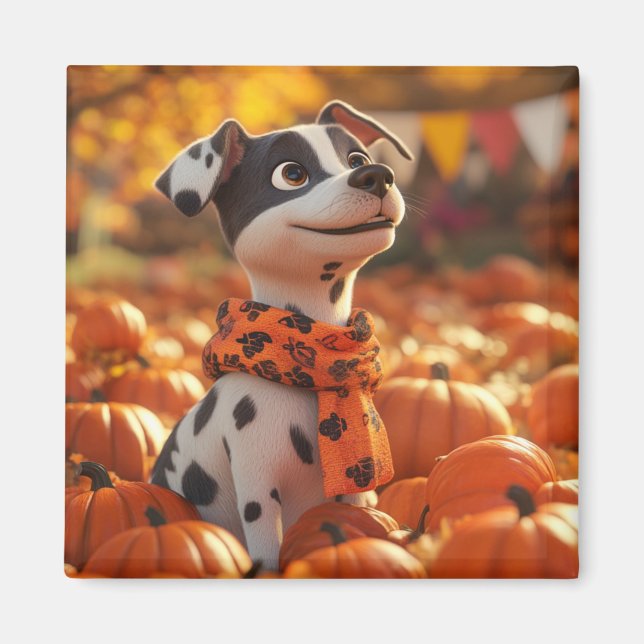 Puppy and Pumpkins Magnet (Vorne)