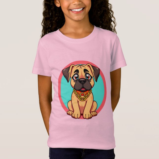 Puppy aus niedlichem Cartoon mit goldenem Kronenho T-Shirt (Vorderseite)