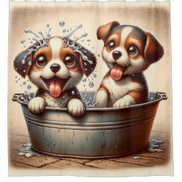 "Puppy Bath Time Bliss" Duschvorhang