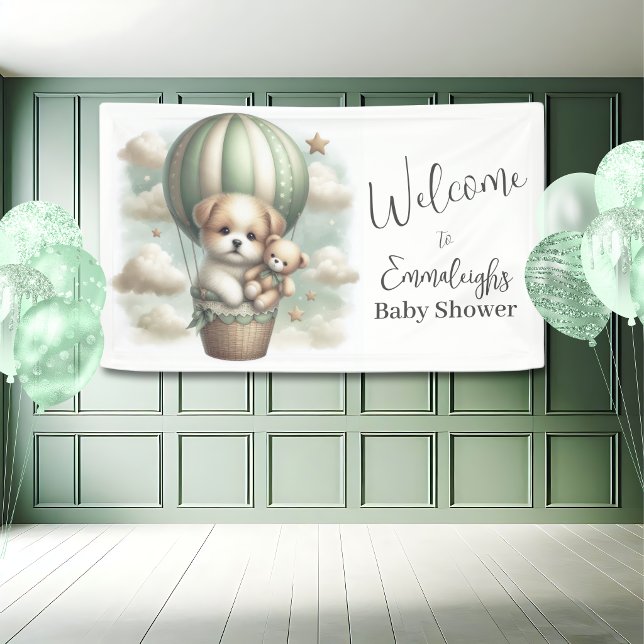 Puppy Bear Adventure Balloon Baby Shower Welcome Banner (Von Creator hochgeladen)