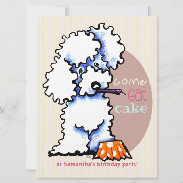 Puppy Birthday Party Poodle Girl Off Leash Art™ Einladung (Vorderseite)