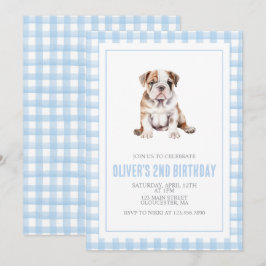 Puppy bulldog preppy plaid birthday einladung