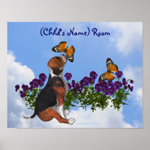 Puppy Butterfells Kinderzimmer Personalisiertes Po Poster