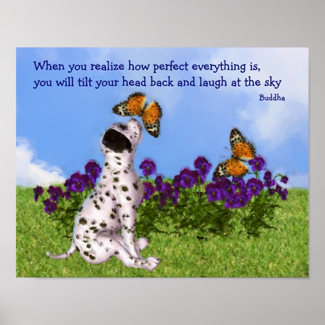 Puppy Butterfly Buddha Inspiration Zitat Poster (Vorne)
