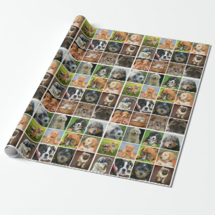 Puppy Collage Matte Wrapping Paper, 30" x 6' Geschenkpapier