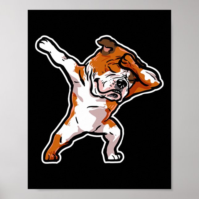 Puppy Dab Dance Dog Dabbing English Bulldog Poster (Vorne)