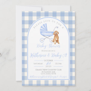 Puppy Dog Boy Baby Shower Gingham Einladung